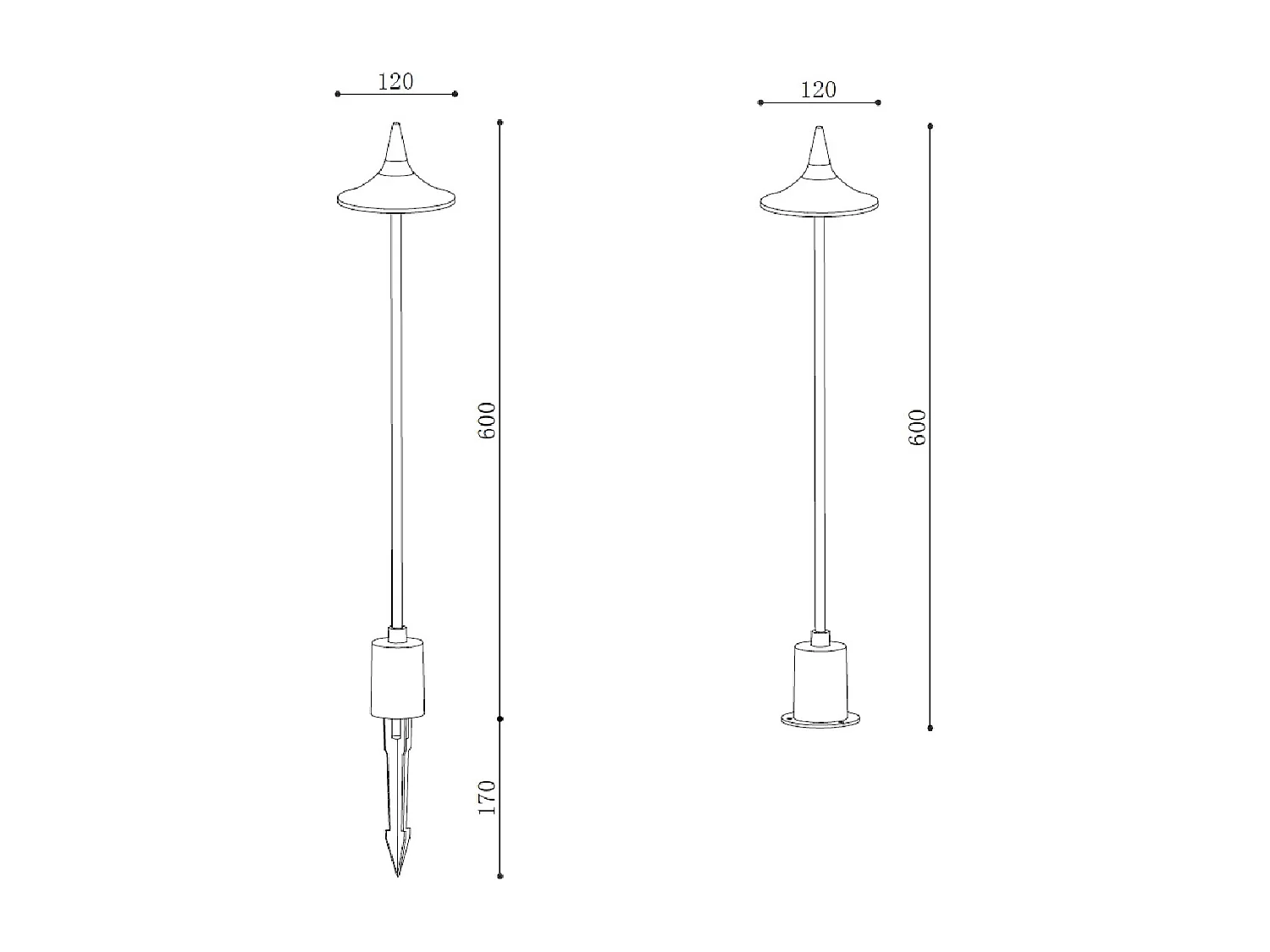 Baliza Exterior LED 6W 60 cm con Pincho Rowel Negro