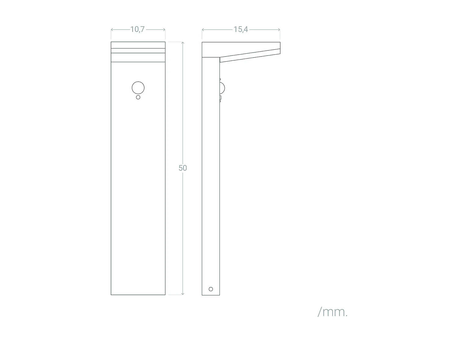 Baliza de Pie Exterior Solar LED 4W 50cm Aluminio con Sensor de Movimiento Edwan Negro