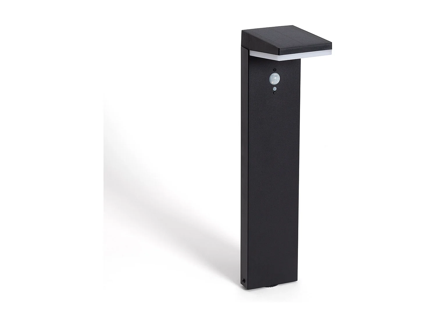 Balise Extérieure LED Solaire sur Pied 50cm Aluminium avec Détecteur de Mouvement Edwan Noir
