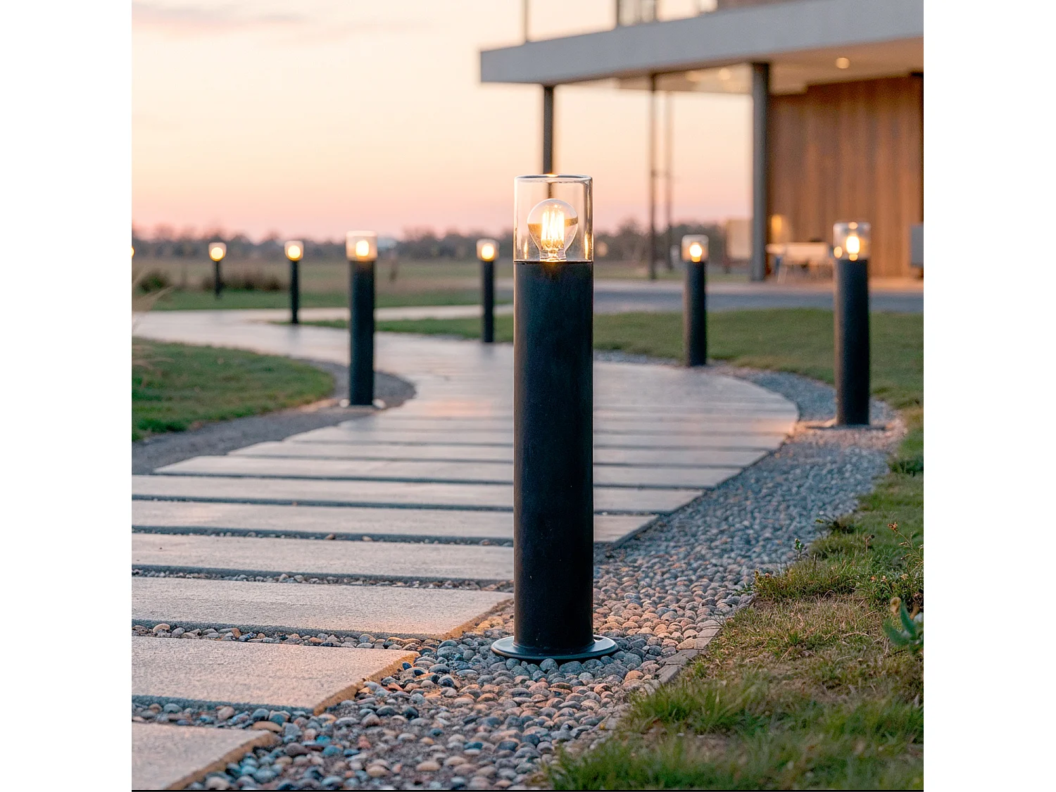 Lampioncino per Esterni 50cm Acciaio Inox Emley Nero