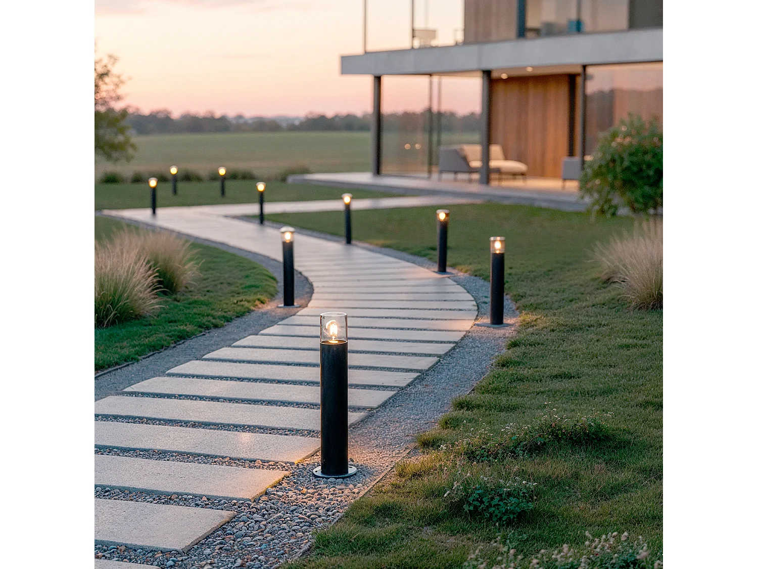 Lampioncino per Esterni 50cm Acciaio Inox Emley Nero