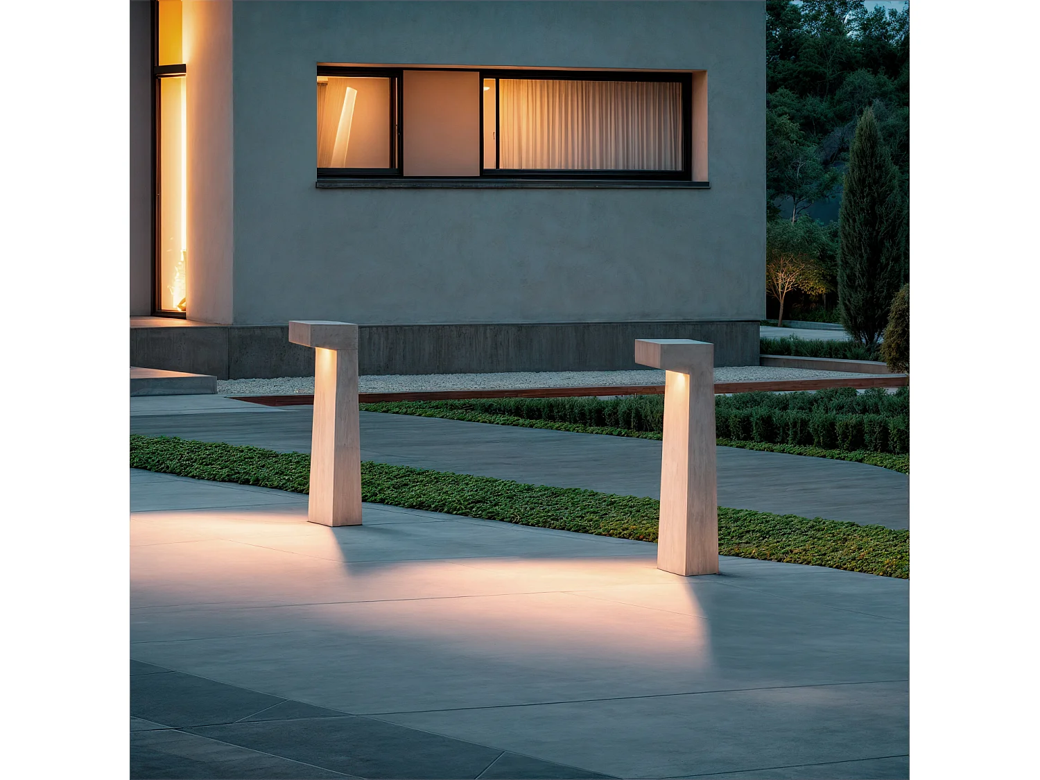 Balise Extérieure LED Dimmable 6W Ciment Dravix 70 cm Gris Pierre