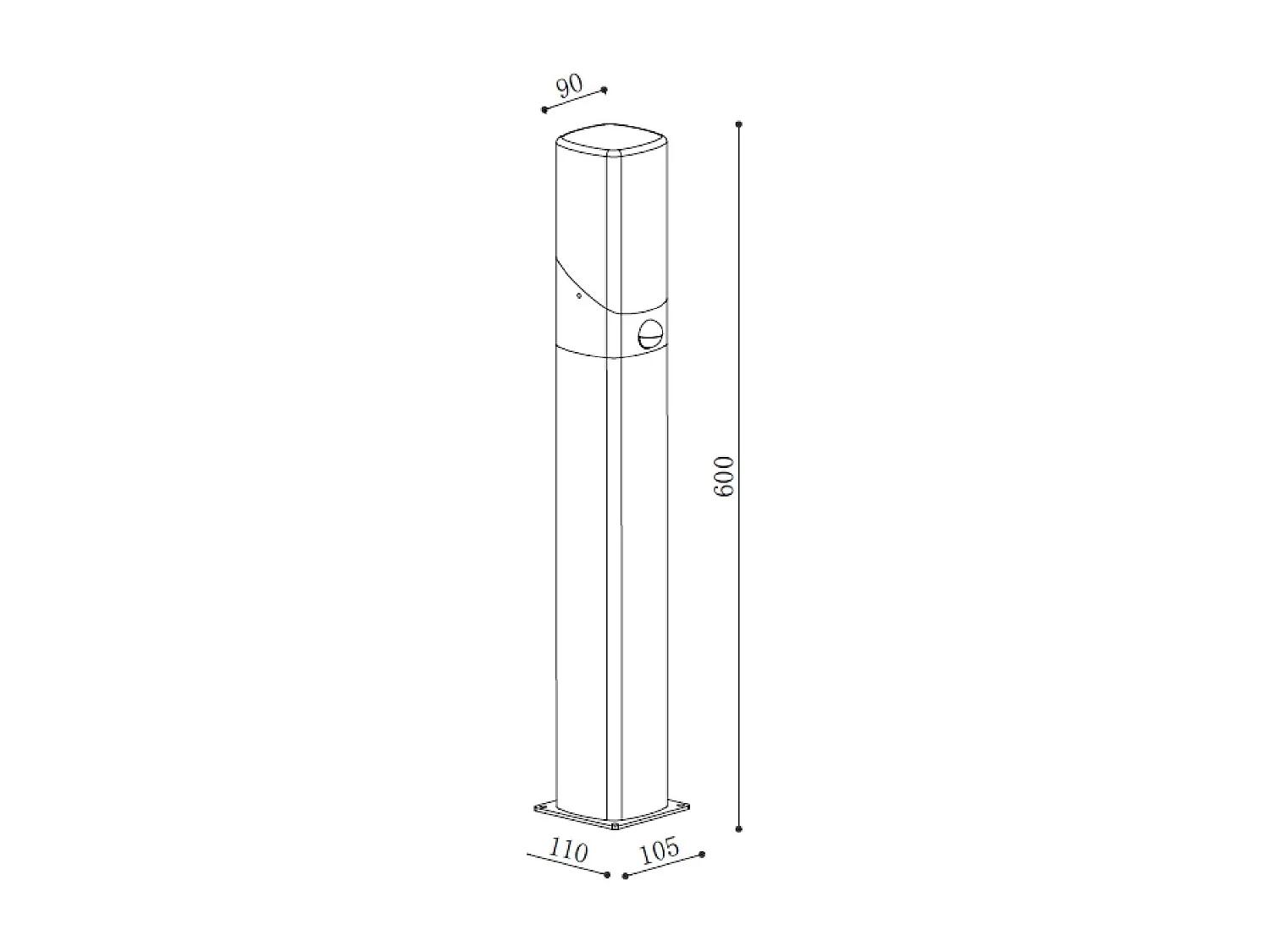 Balise sur Pied Extérieure 60cm Aluminium avec Détecteur PIR Pelly Noir