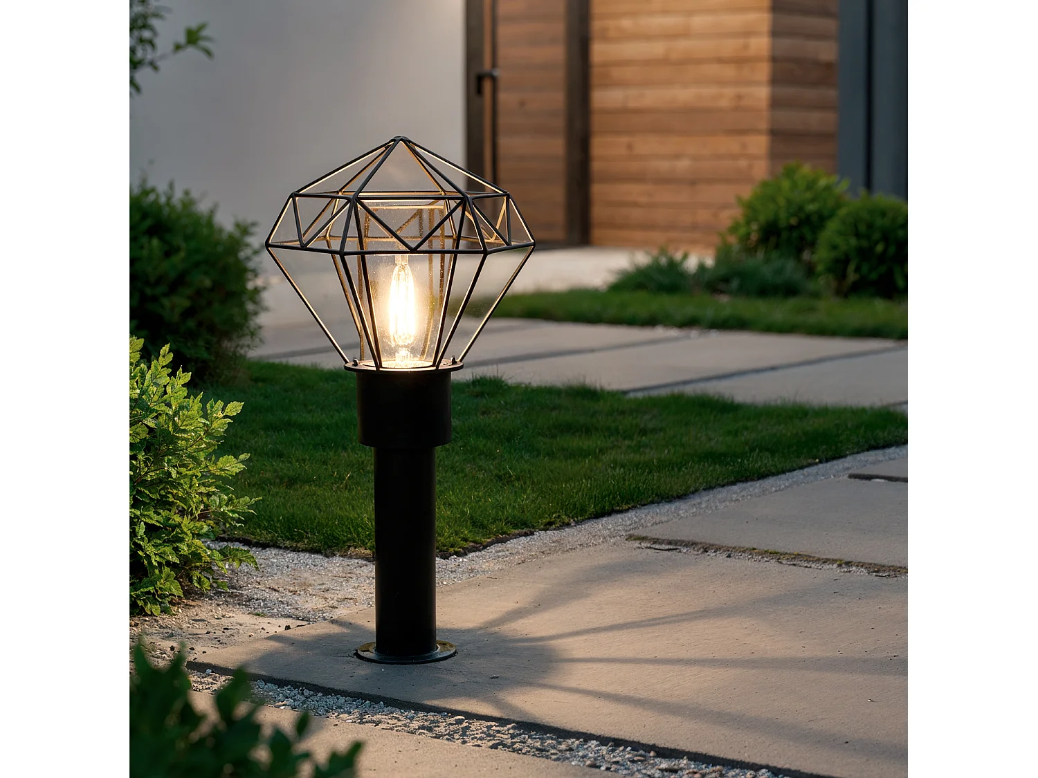 Balise Extérieure en Saillie sur Pied 50cm Acier Inoxydable Niamey Noir