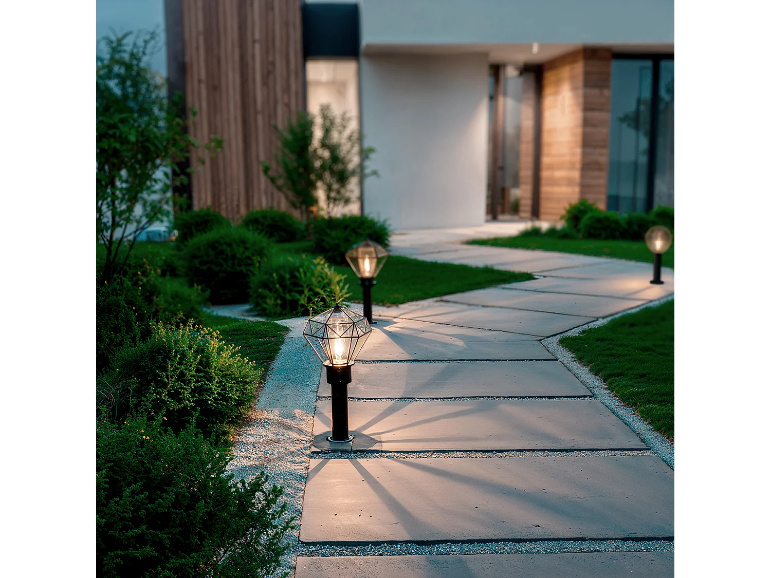 Balise Extérieure en Saillie sur Pied 50cm Acier Inoxydable Niamey Noir