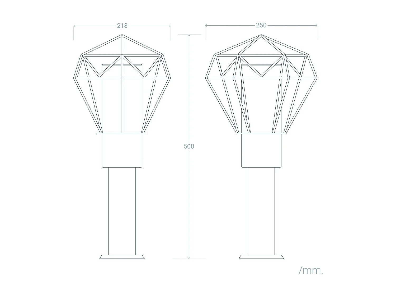 Balise Extérieure en Saillie sur Pied 50cm Acier Inoxydable Niamey Noir