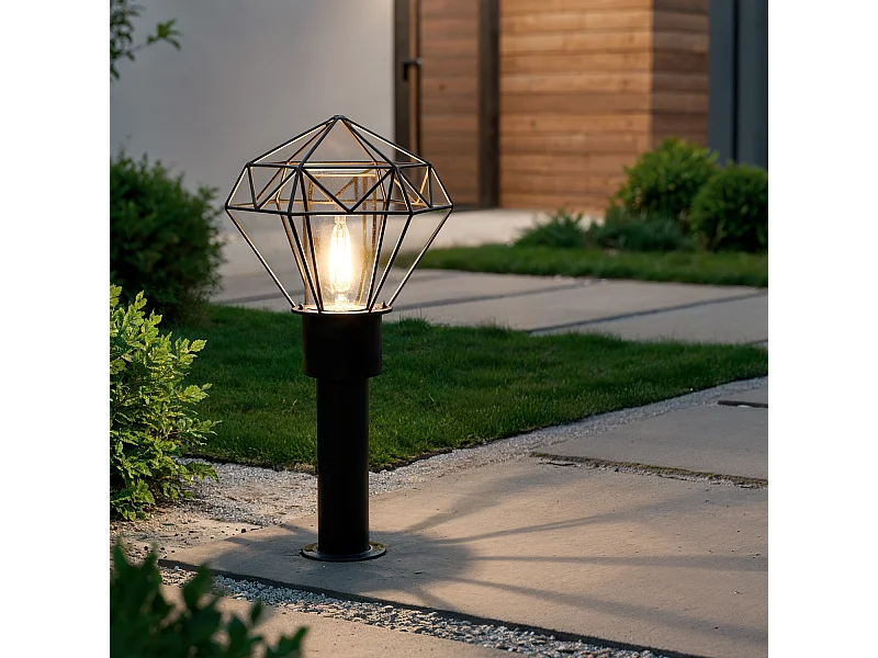 Baliza Exterior Superficie Pie 50cm Acero Inoxidable Niamey Negro