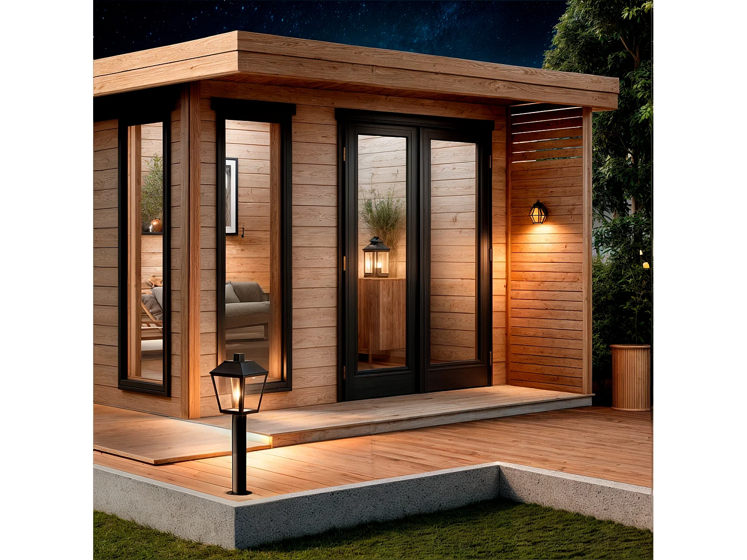 Lampioncino per Esterni da Superficie 50cm Alluminio Mukom Nero