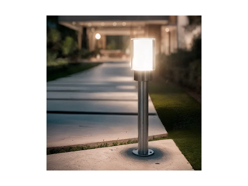 Baliza Exterior Superficie Pie 50cm Acero Inoxidable Martin Gris