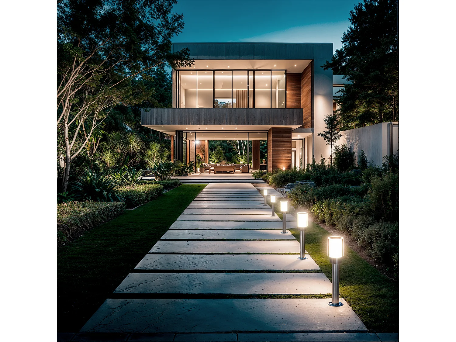 Balise Extérieure en Saillie sur Pied 50cm Acier Inoxydable Martin Gris