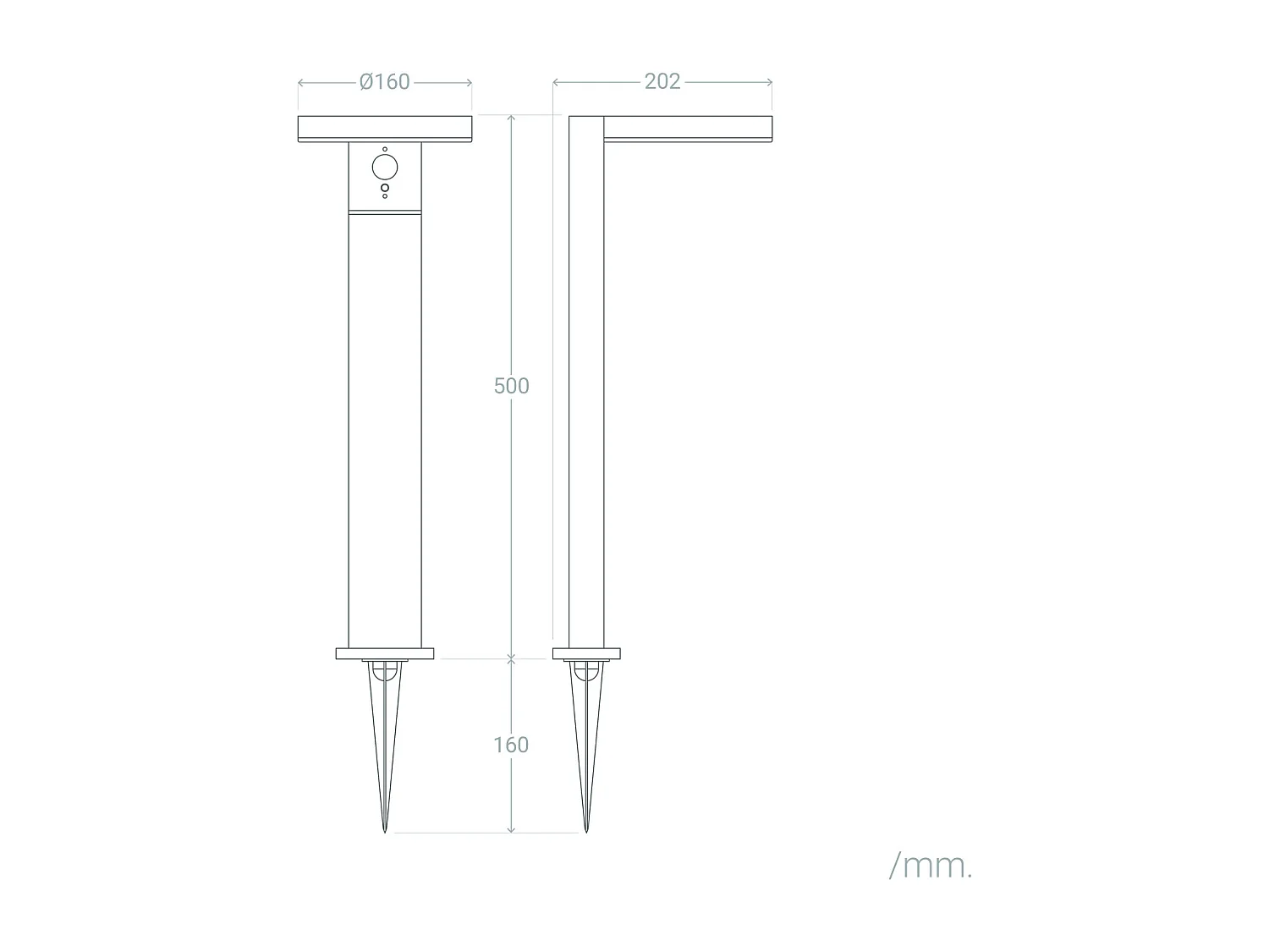 Balise Extérieure sur Pied Solaire LED 50cm Aluminium avec Détecteur de Mouvement Aris Noir