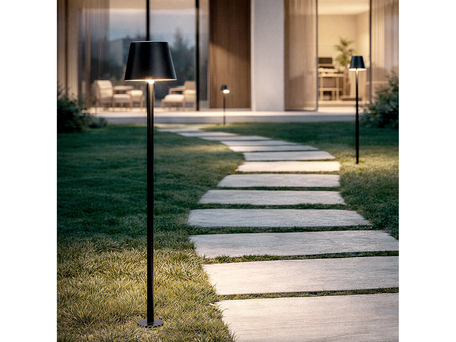 Faretto LED 3W Alluminio con Picchetto 80cm Anisa Nero