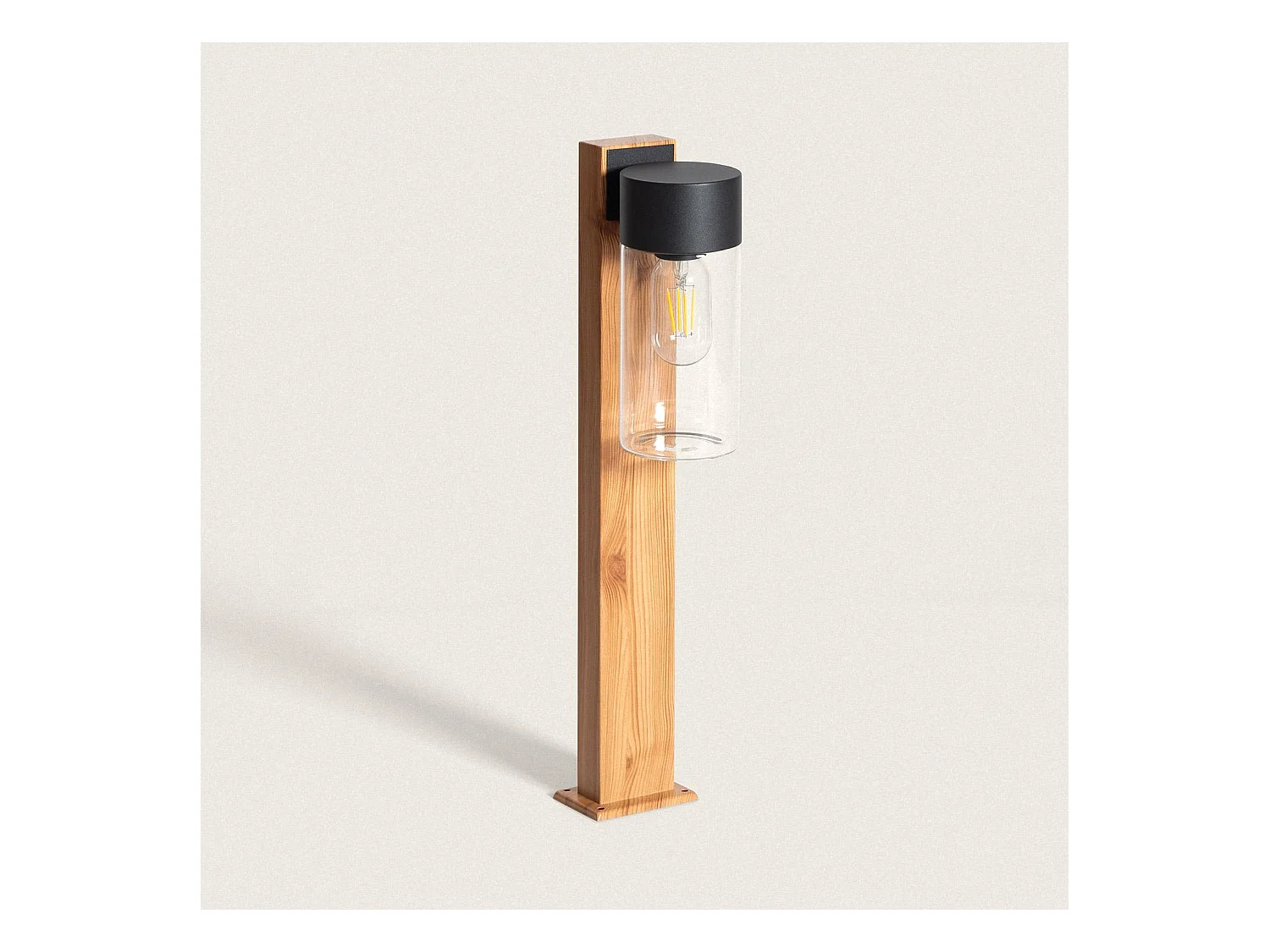 Balise Extérieure en Saillie sur Pied 50cm Acier Inoxydable et Verre Isoba Noir