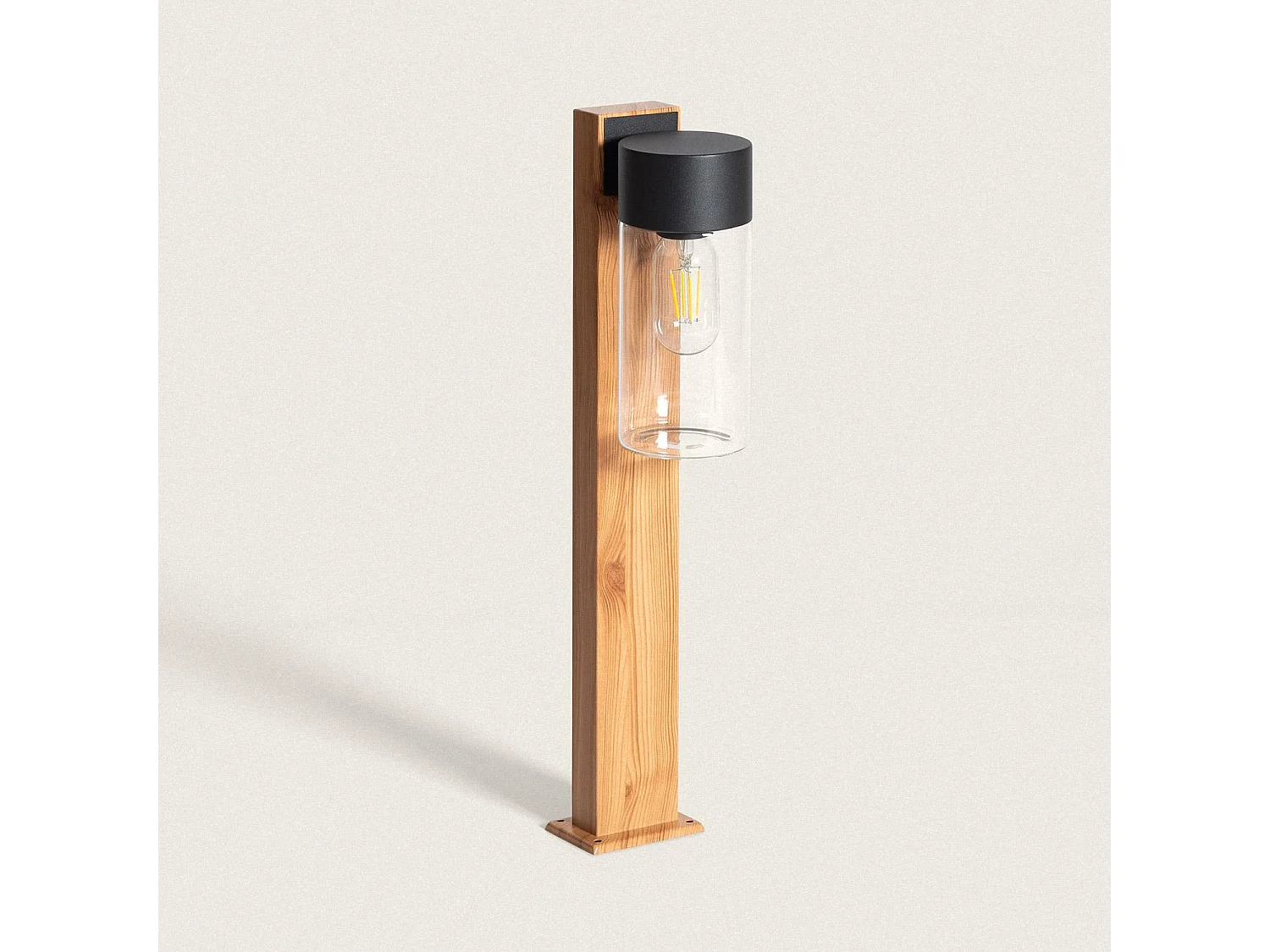 Balise Extérieure en Saillie sur Pied 50cm Acier Inoxydable et Verre Isoba Noir