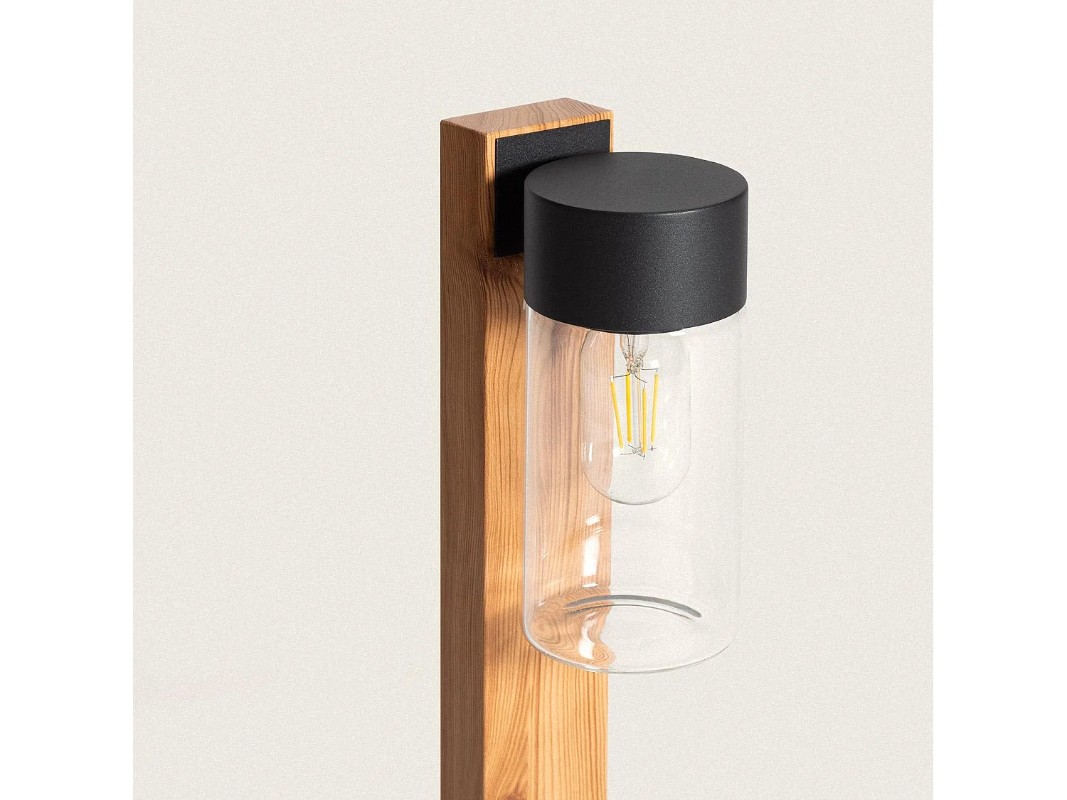 Balise Extérieure en Saillie sur Pied 50cm Acier Inoxydable et Verre Isoba Noir