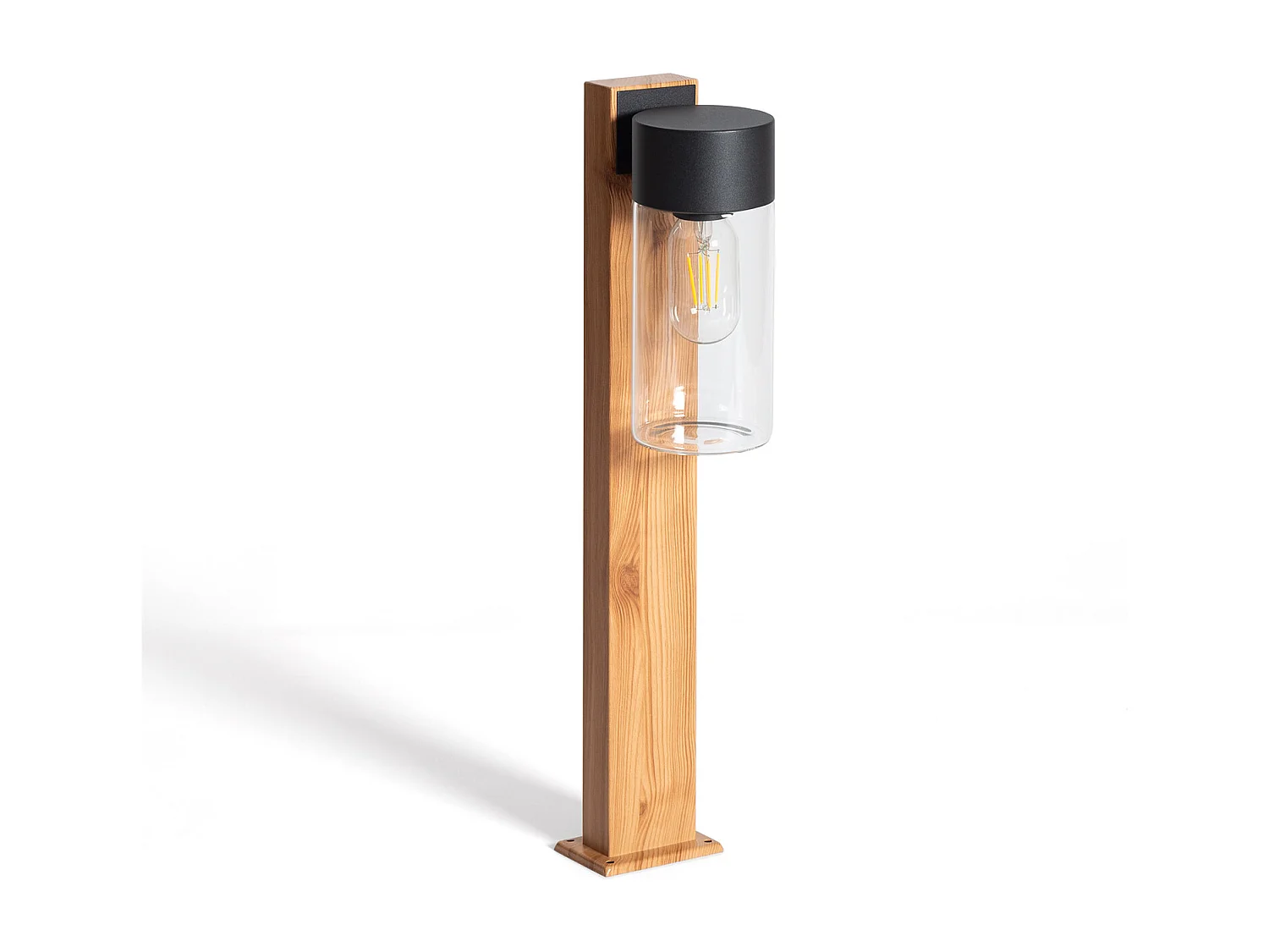 Balise Extérieure en Saillie sur Pied 50cm Acier Inoxydable et Verre Isoba Noir