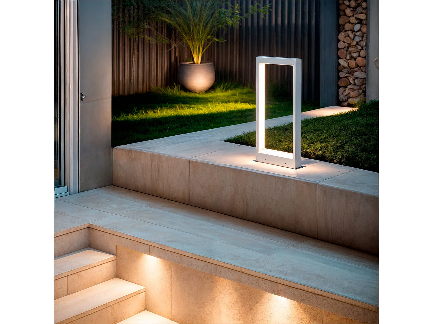 Lampioncino per Esterni LED Regolabile 8W Cemento Arvene 65 cm Grigio Pietra