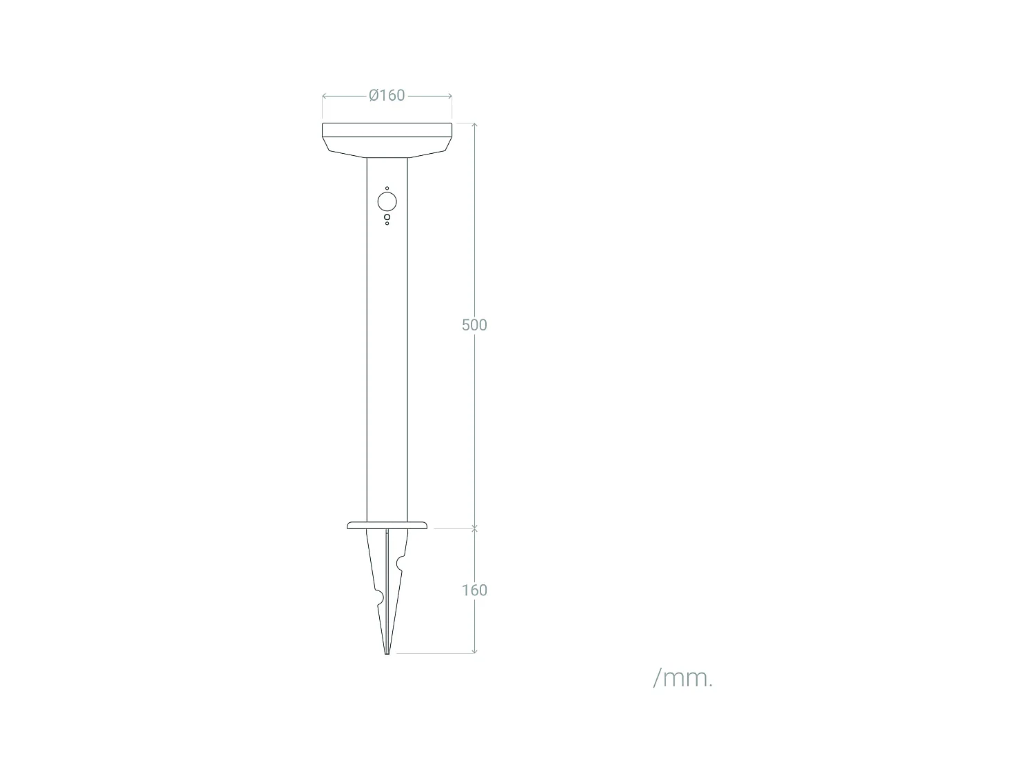 Balise Extérieure sur Pied Solaire LED 5W 50cm Aluminium avec Détecteur de Mouvement Barton Argent