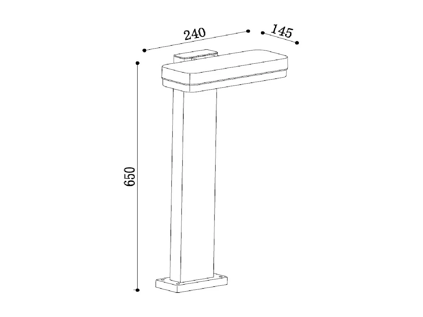 Balise Extérieure LED 50cm 10W Aluminium Mikael Noire Noir
