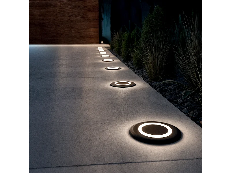 Segnapasso per Esterni LED 2W Incasso a Parete Circolare Welly Nero