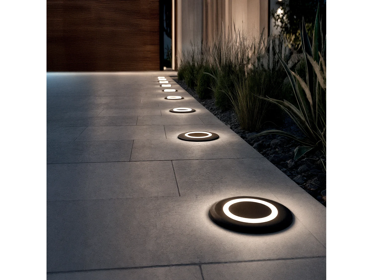 Balise Extérieure LED 2W Ronde Encastrable au Mur Welly Noir