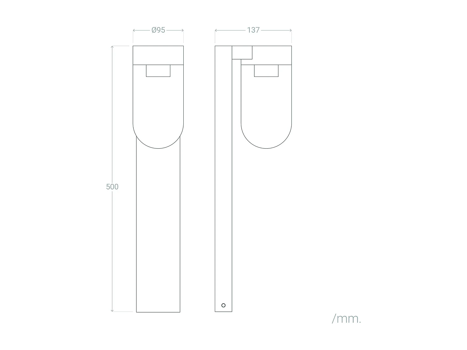 Balise Extérieur en Saillie sur Pied 50cm Acier et Verre Sentinel Noir