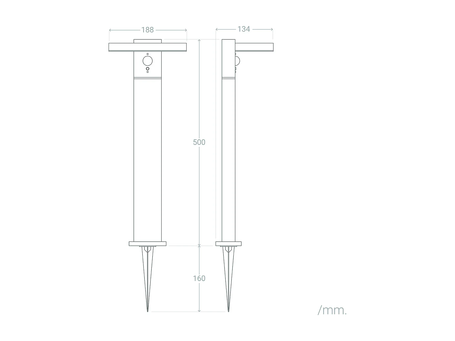 Lampioncino per Esterni Solare LED 5W 50cm Alluminio con Sensore di Movimento Bran Nero