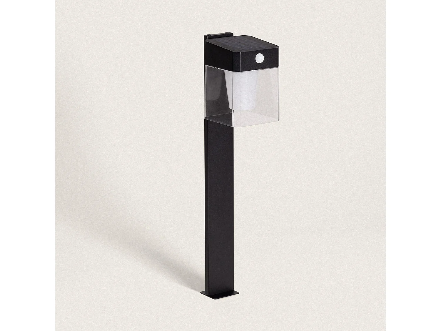 Balise sur Pied Extérieure Solaire LED 1,5W 46cm Aluminium avec Détecteur de Mouvement Efren Square Noir