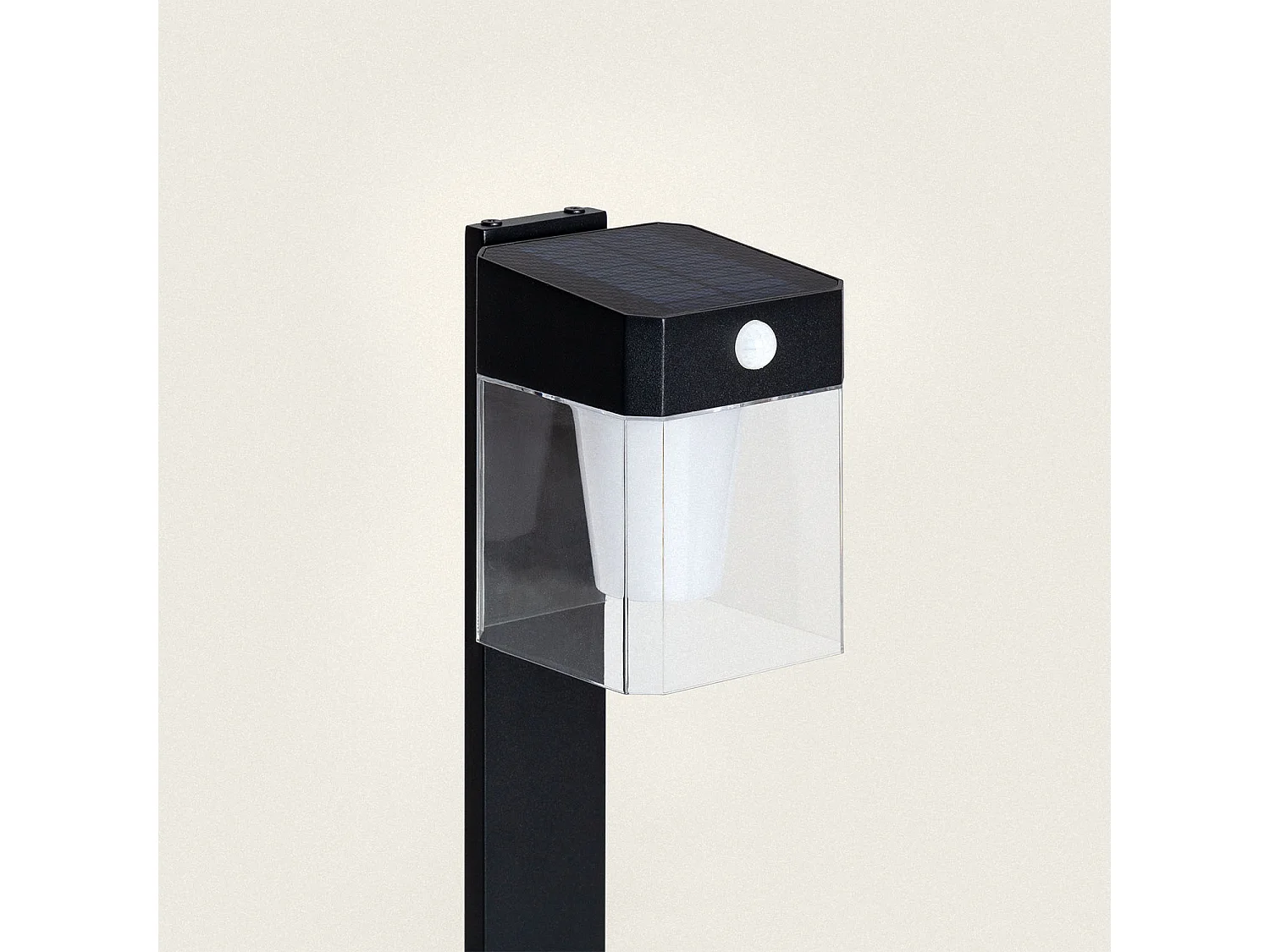 Balise sur Pied Extérieure Solaire LED 1,5W 46cm Aluminium avec Détecteur de Mouvement Efren Square Noir