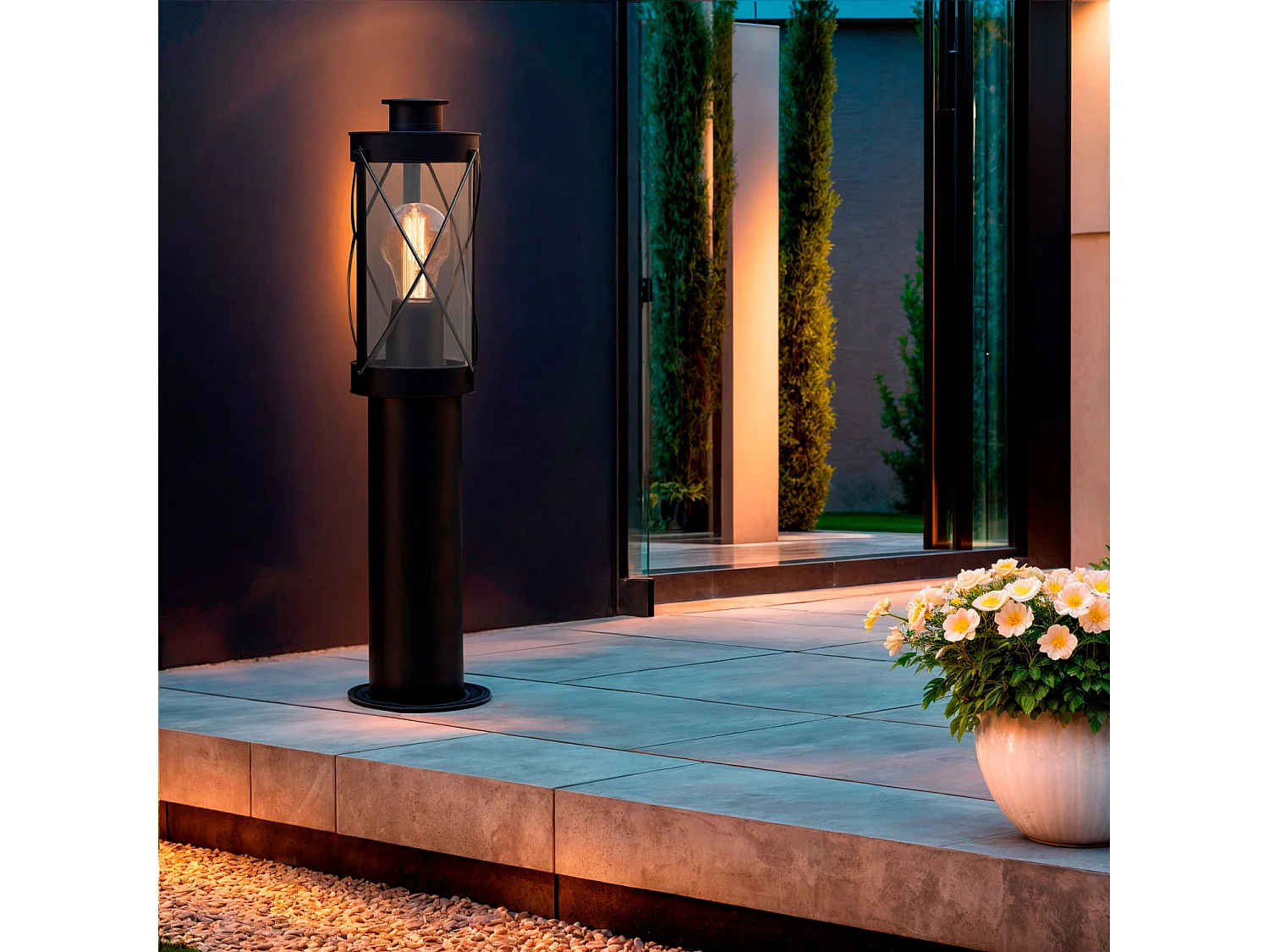 Baliza Exterior Superficie Pie 50cm Acero Inoxidable Gedja Negro