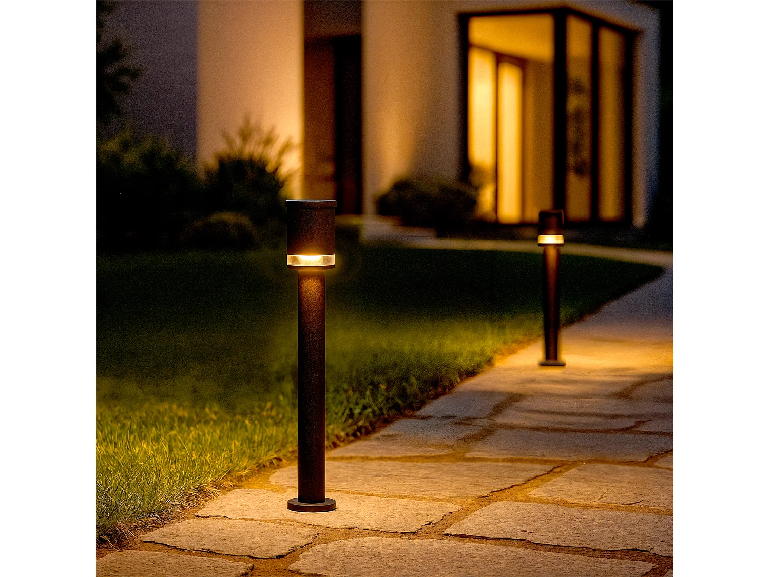 Balise sur Pied Extérieure Solaire LED 50cm Aluminium Draco Noir