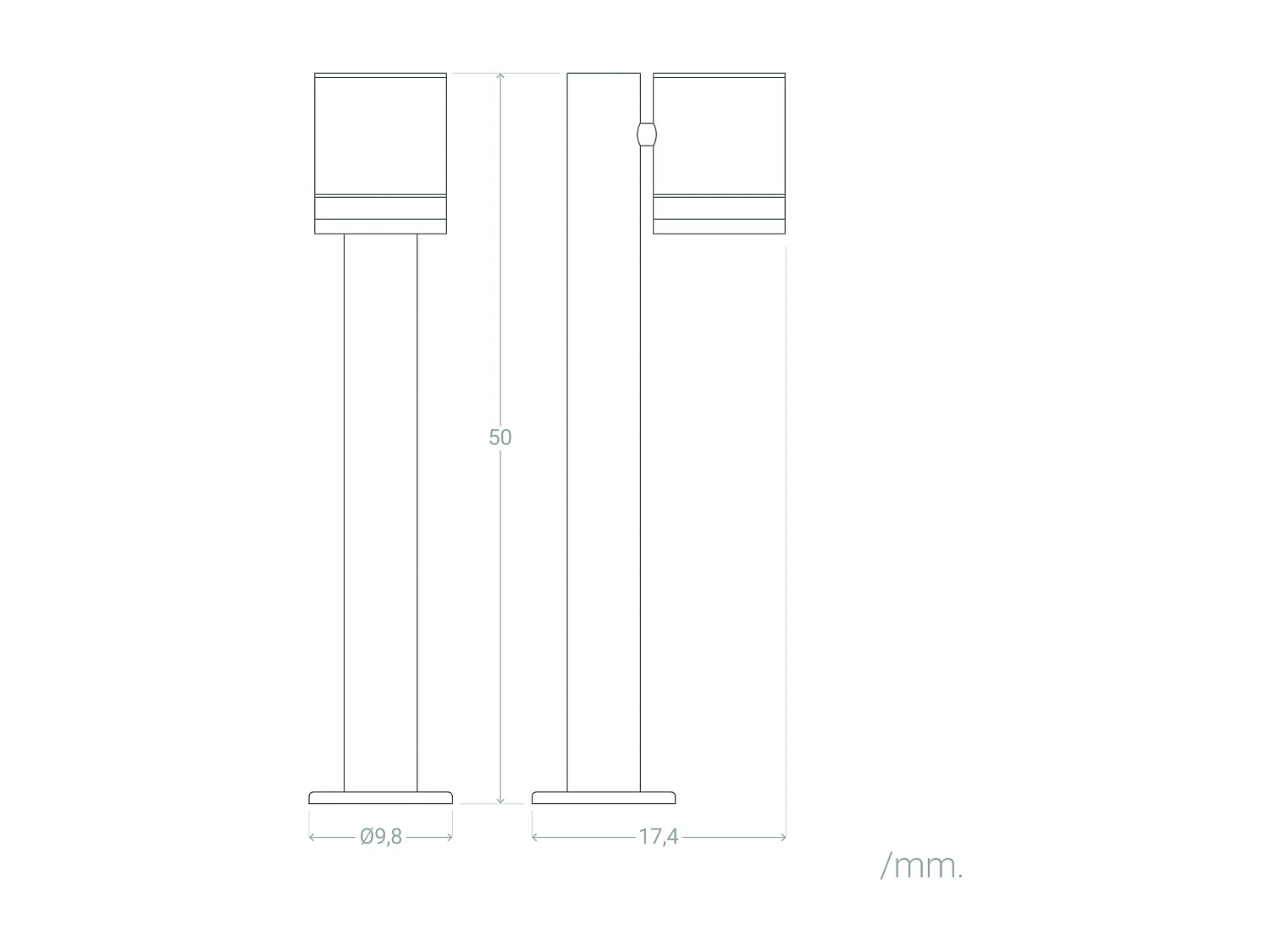Balise sur Pied Extérieure Solaire LED 50cm Aluminium Draco Noir