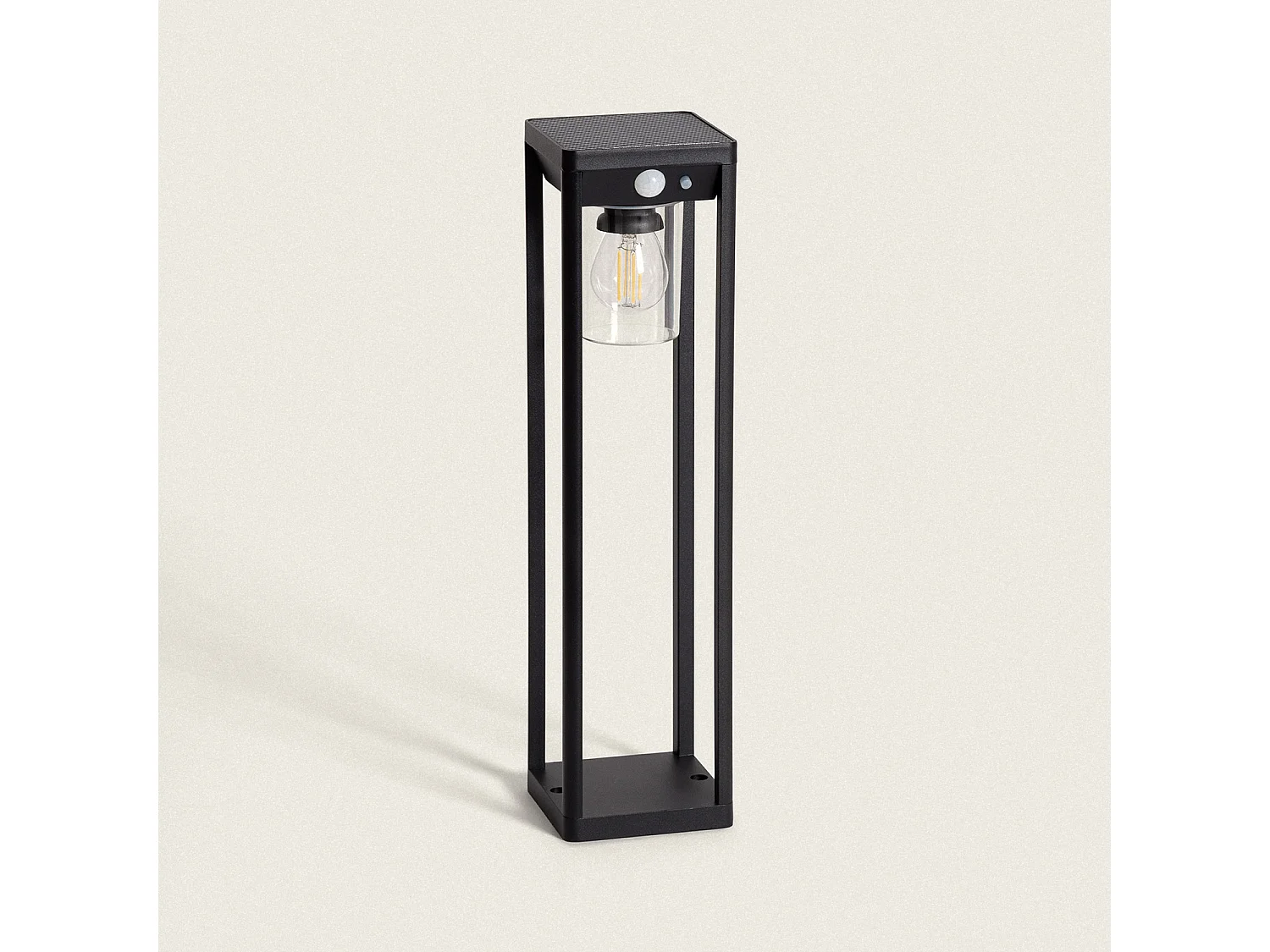 Baliza de Pie Exterior Solar LED 2W 40cm Aluminio con Sensor de Movimiento Devah Negro