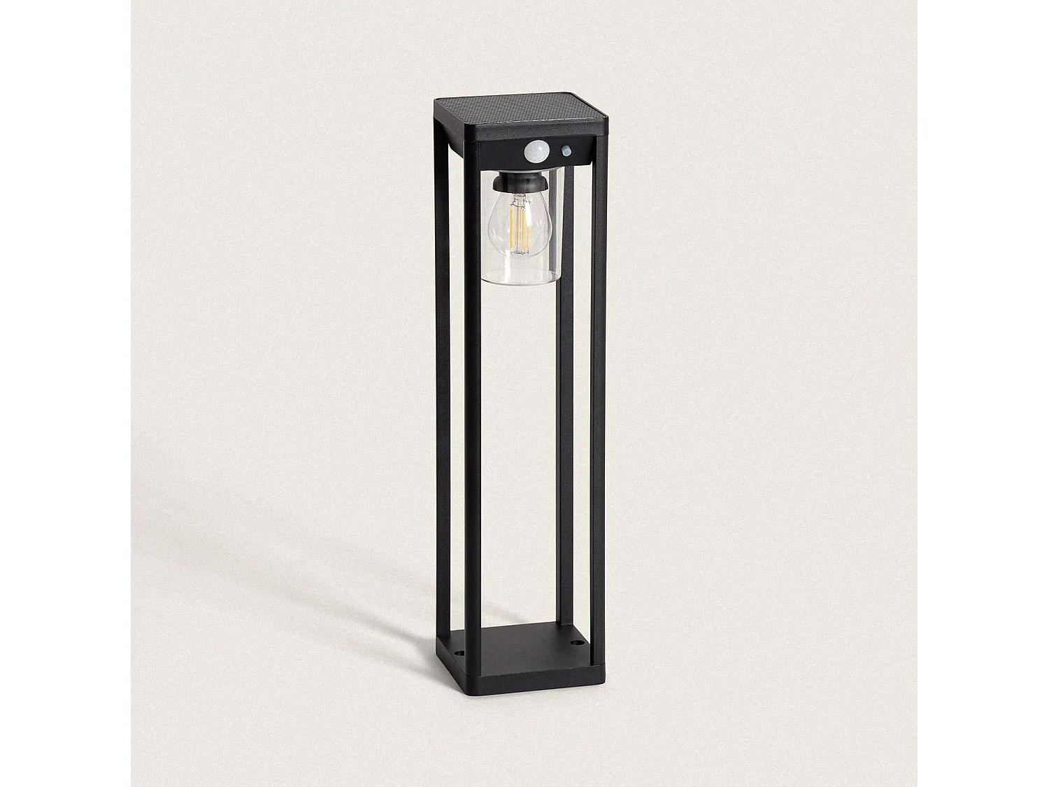 Balise Extérieure sur Pied Solaire 2W 40cm Aluminium avec Détecteur de Mouvement Devah Noir