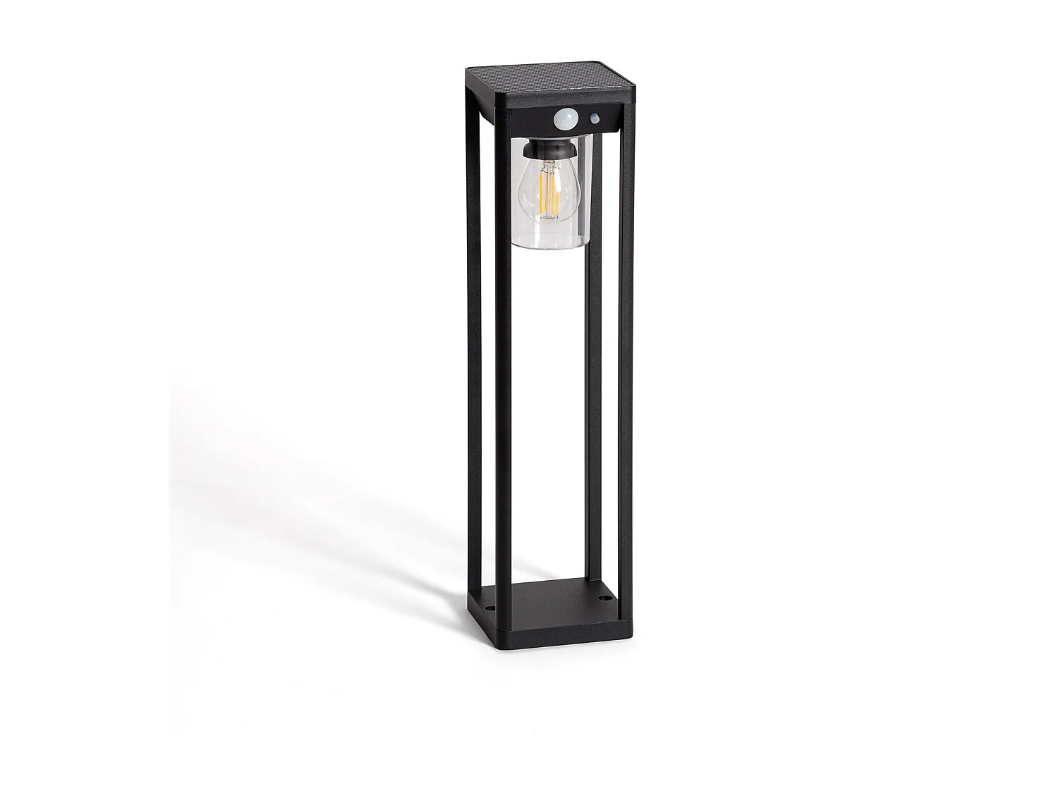 Baliza de Pie Exterior Solar LED 2W 40cm Aluminio con Sensor de Movimiento Devah Negro