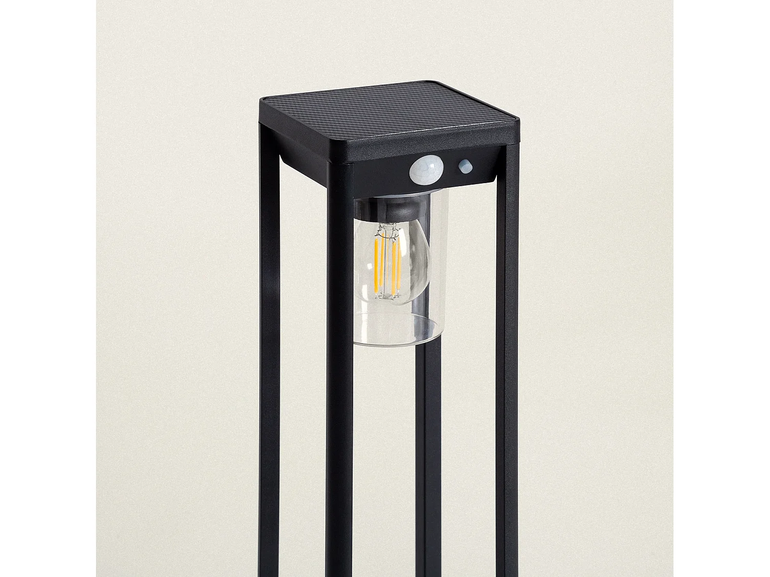 Baliza de Pie Exterior Solar LED 2W 40cm Aluminio con Sensor de Movimiento Devah Negro