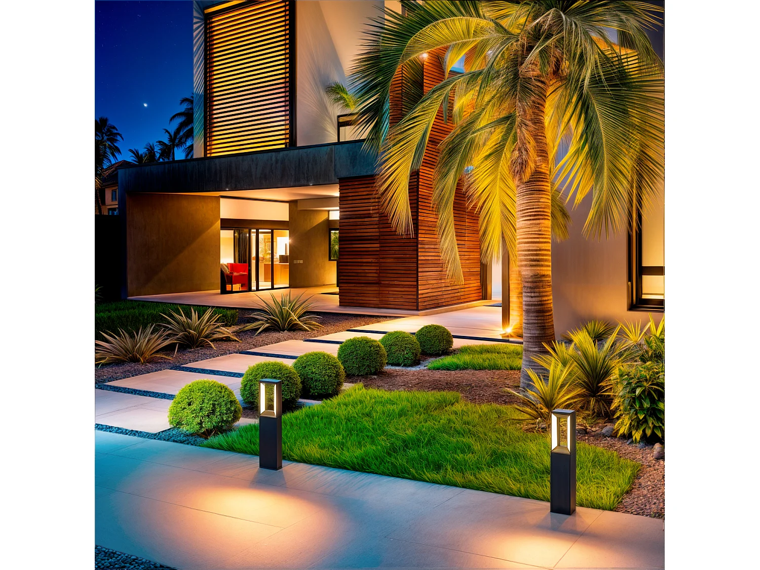 Balise Extérieure LED 7W 50cm 2x6W Aluminium Trimel Noire Noir