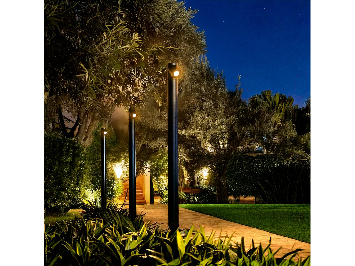 Lampioncino per Esterni LED 6W 60cm Rihard Nero