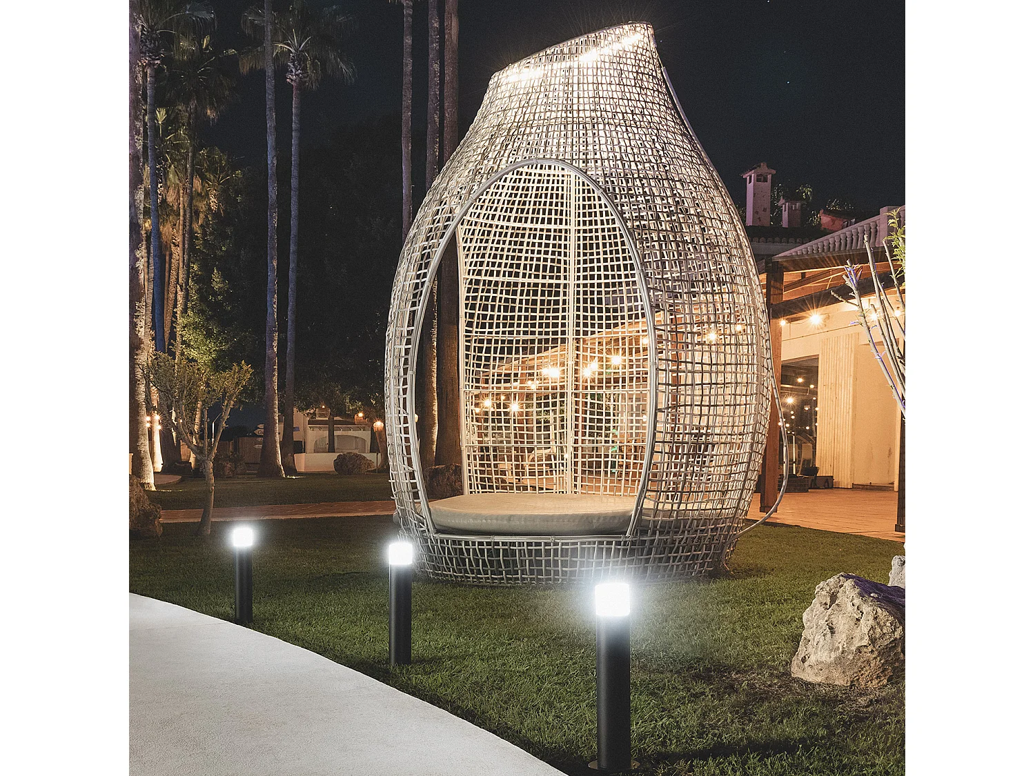 Balise Extérieure en Saillie sur Pied 50cm Aluminium Docker Noir