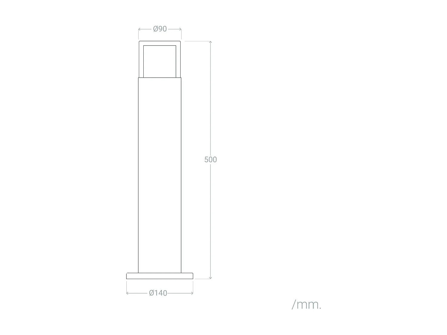Balise Extérieure en Saillie sur Pied 50cm Aluminium Docker Noir