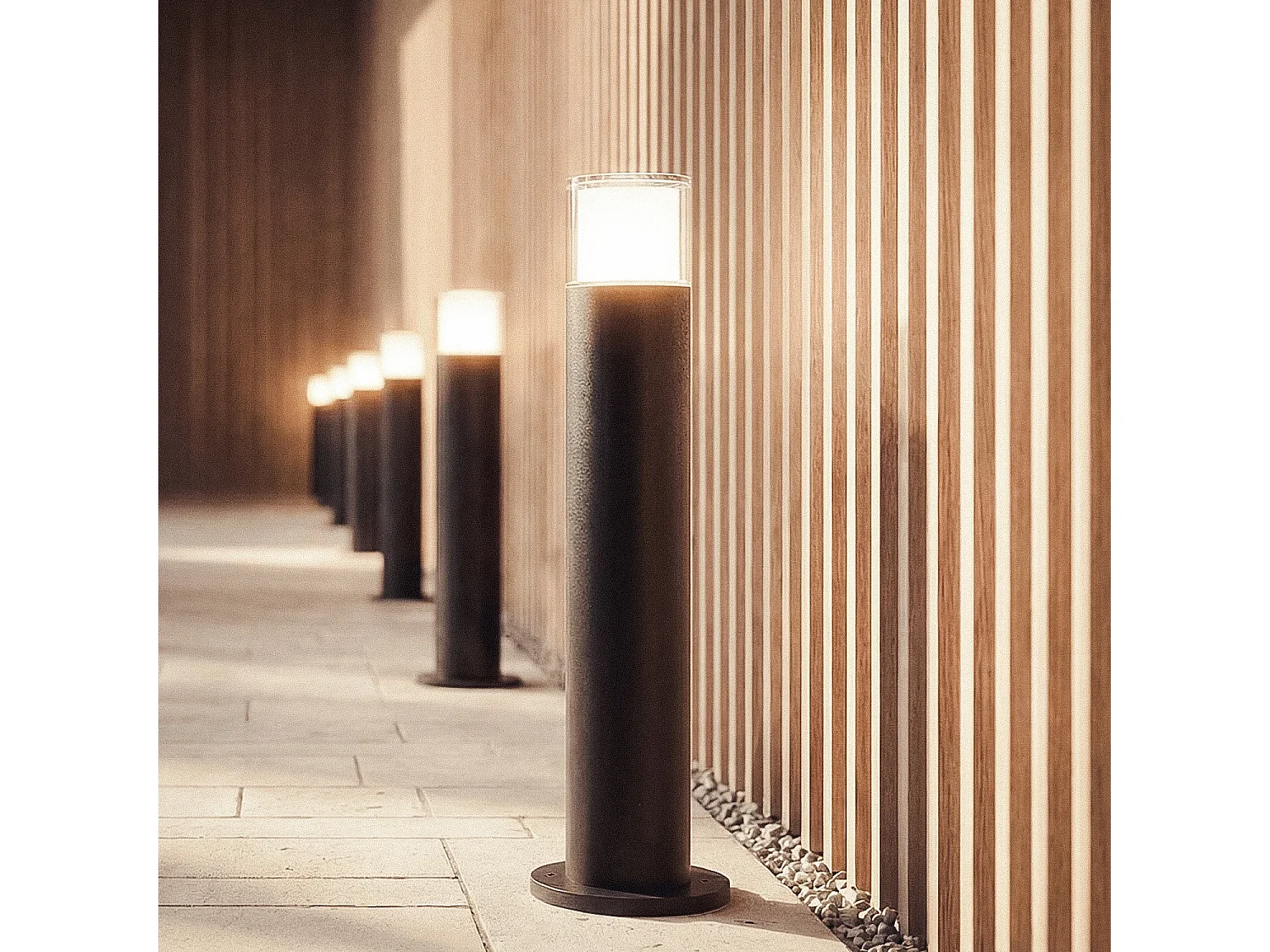 Baliza Exterior Superficie Pie 50cm Aluminio Docker Negro