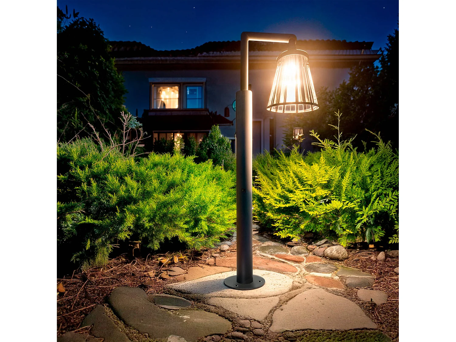 Baliza de Pie Exterior LED 6W 95cm Aluminio Bradda Negro