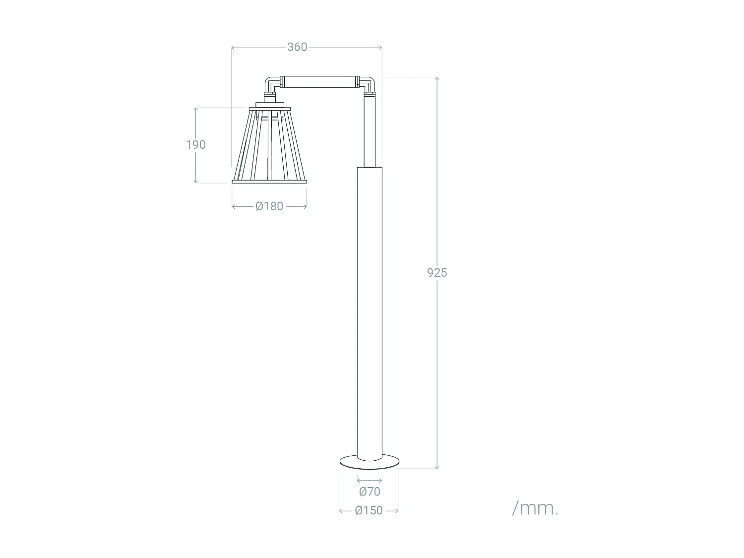 Baliza de Pie Exterior LED 6W 95cm Aluminio Bradda Negro