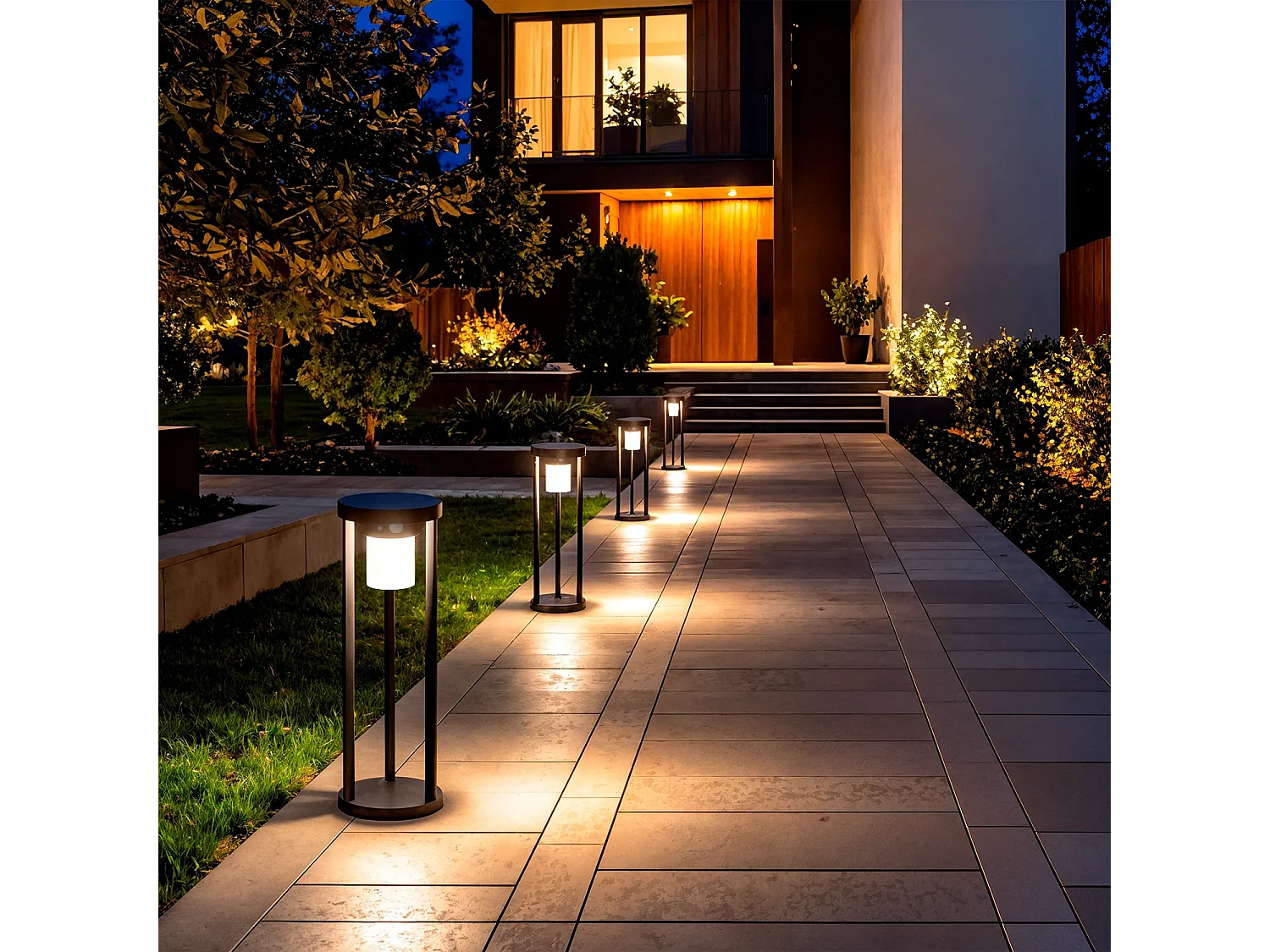 Lampioncino per Esterni Solare LED 2W 40cm Alluminio con Sensore di Movimento Eneko Nero
