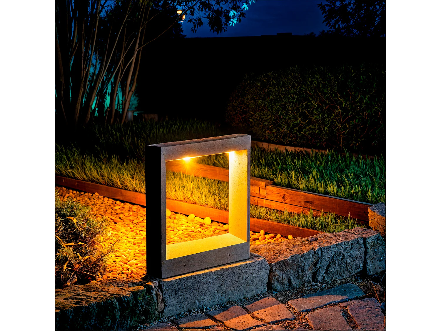 Balise Extérieure LED Dimmable 8W Ciment Arvene 35 cm Gris Pierre