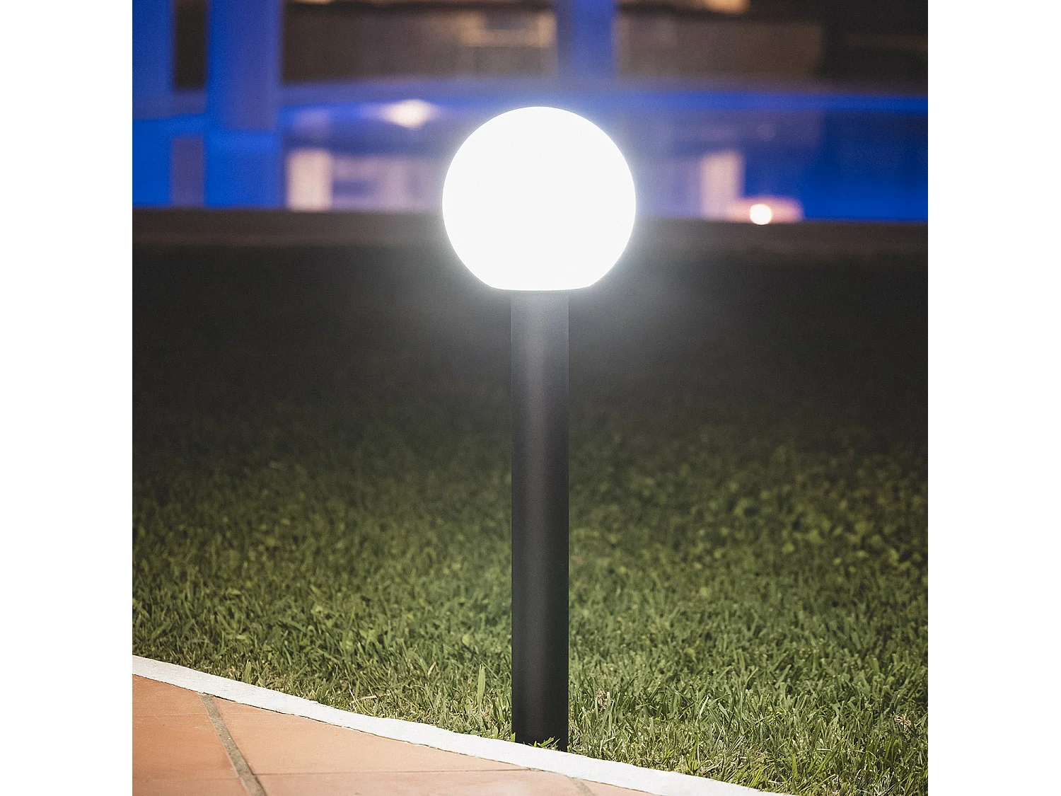 Balise sur Pied Extérieure Aluminium 70cm Tondu Noir