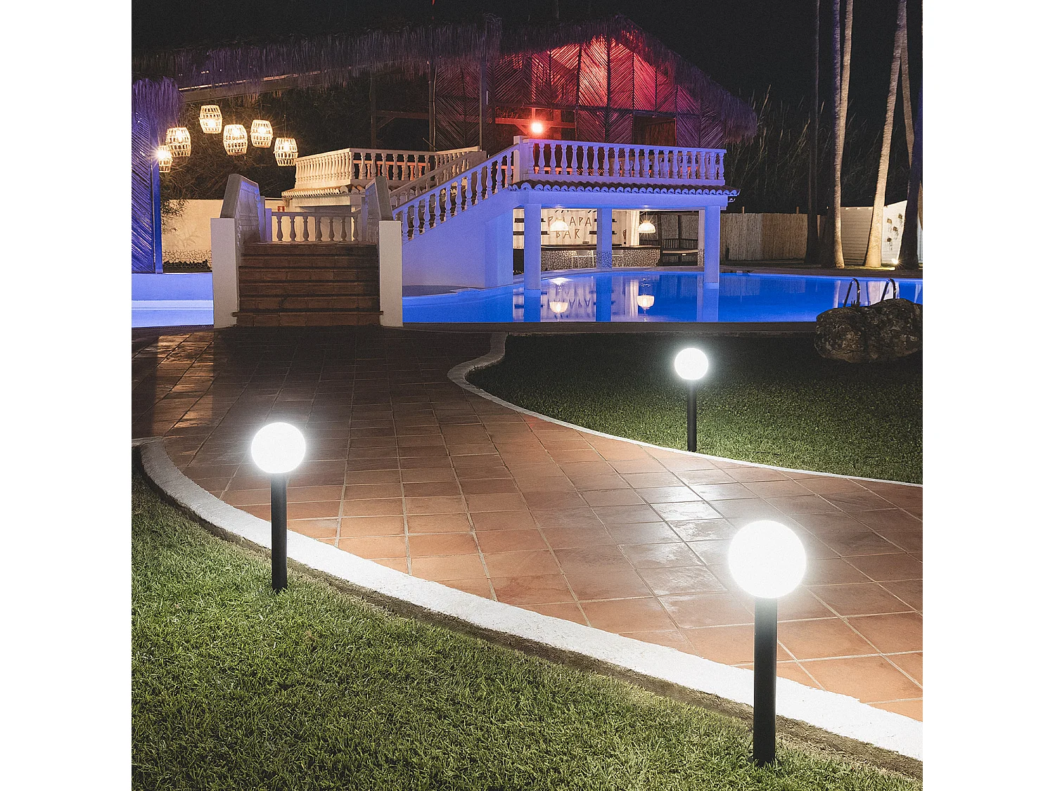 Balise sur Pied Extérieure Aluminium 70cm Tondu Noir