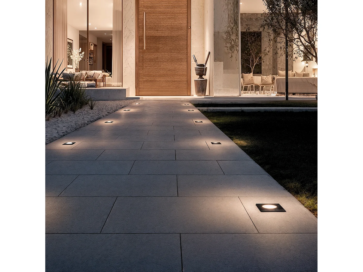 Balise Extérieure LED 2W Carrée Encastrable au Mur Welly Noir