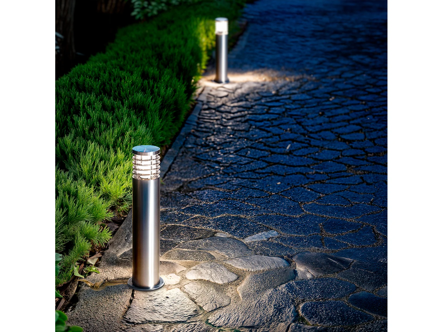 Balise Extérieure en Saillie sur Pies 50cm Acier Inoxydable Cloony Gris