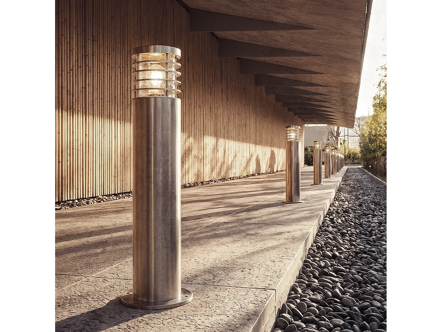 Baliza Exterior Superficie Pie 50cm Acero Inoxidable Cloony Gris